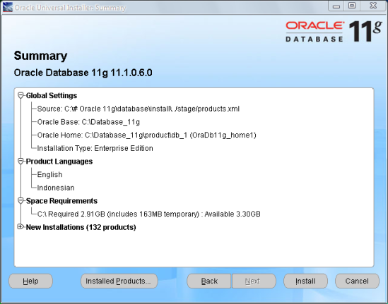 Tahap 4 Instalasi Oracle Database